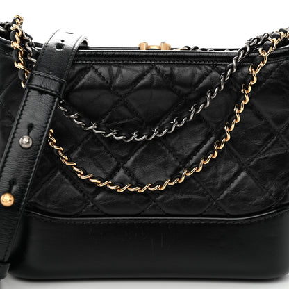 Chanel Aged Calfskin Quilted Small Gabrielle Hobo Black 8 of 10