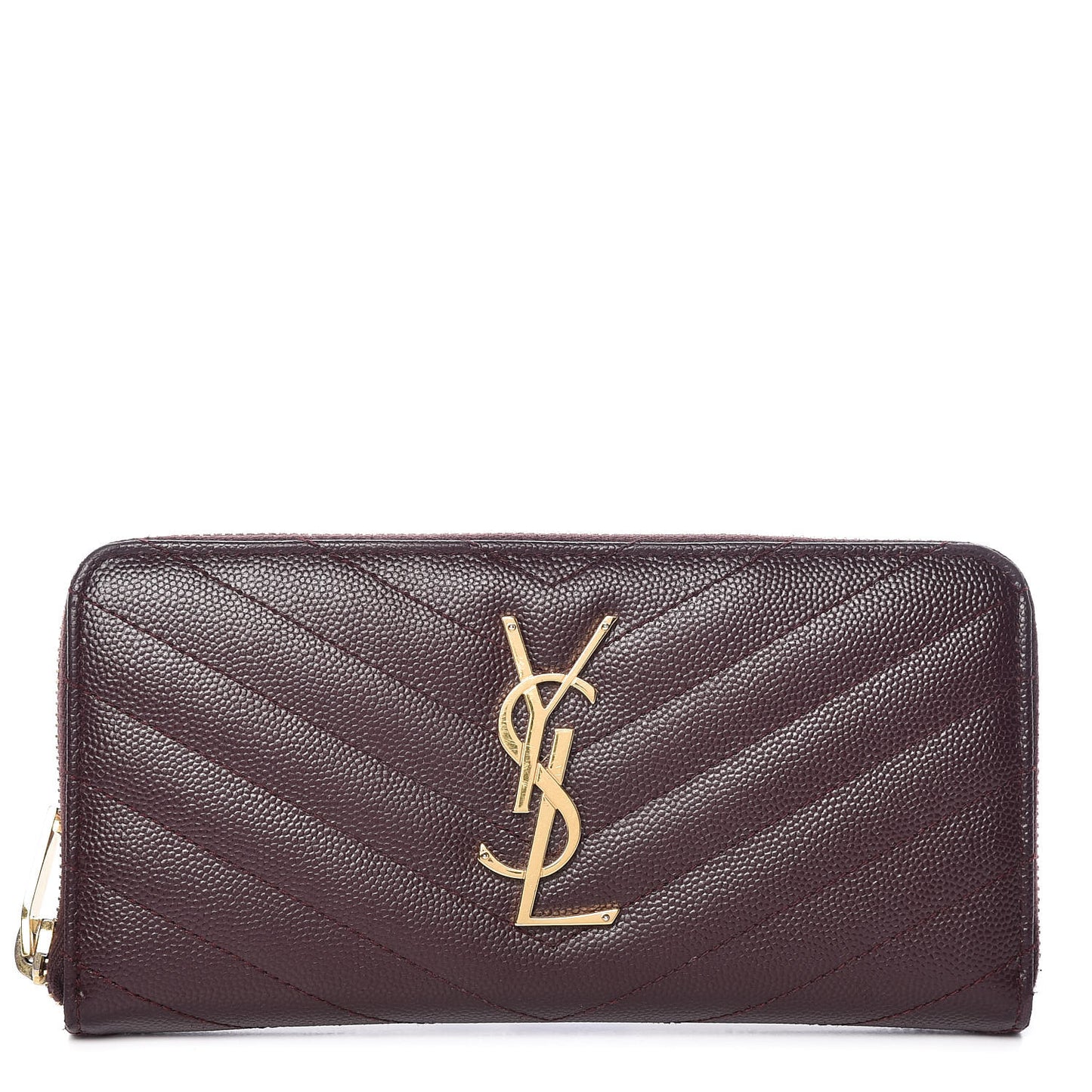 Grain De Poudre Matelasse Chevron Monogram Zip Around Wallet Amaranto