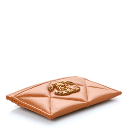Chanel Lambskin Quilted Chanel 19 Card Holder Brown 4 of 9