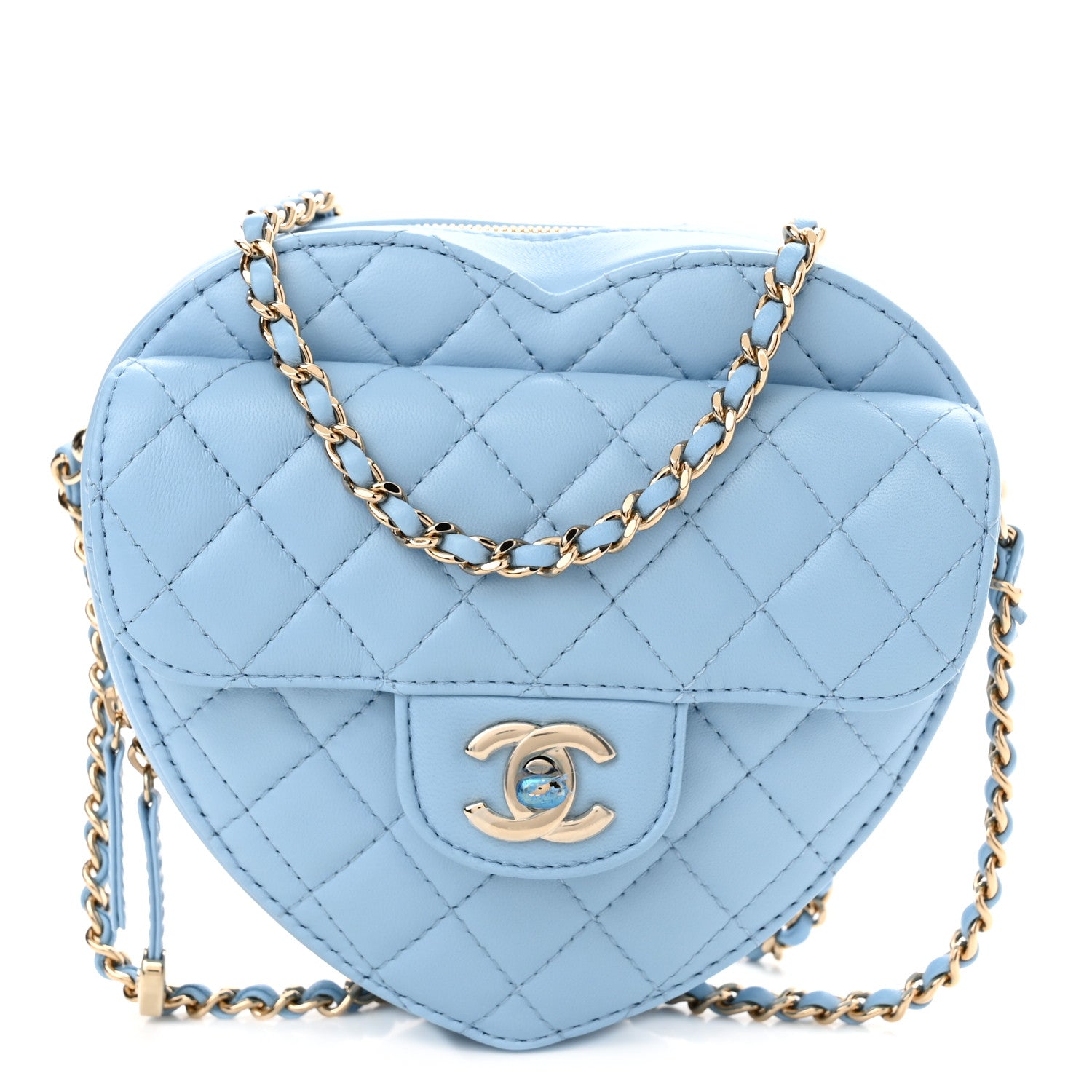 Chanel Lambskin Quilted CC In Love Heart Bag Light Blue 1 of 11