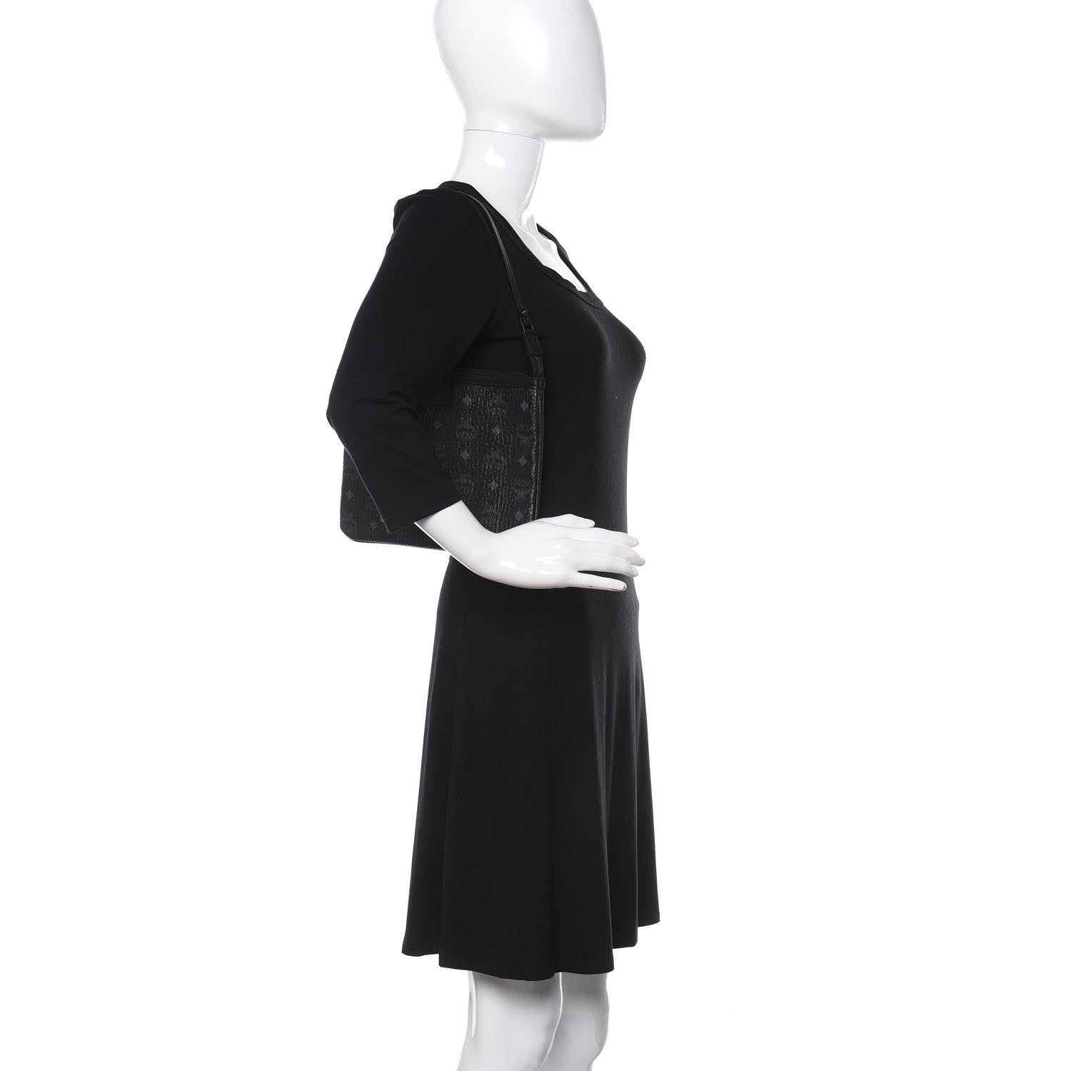 MCM Visetos Liz Shopper Tote Pouch Black 2 of 9