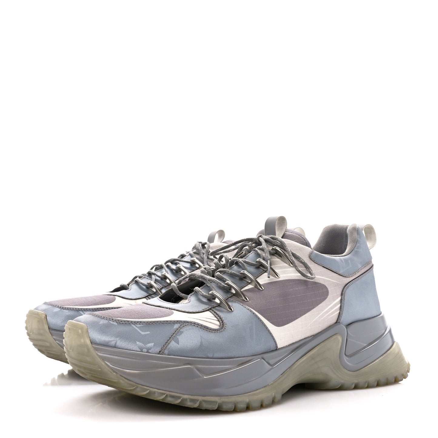 Technical Mesh Metallic Monogram Mens Run Away Pulse Sneakers 10.5 Grey