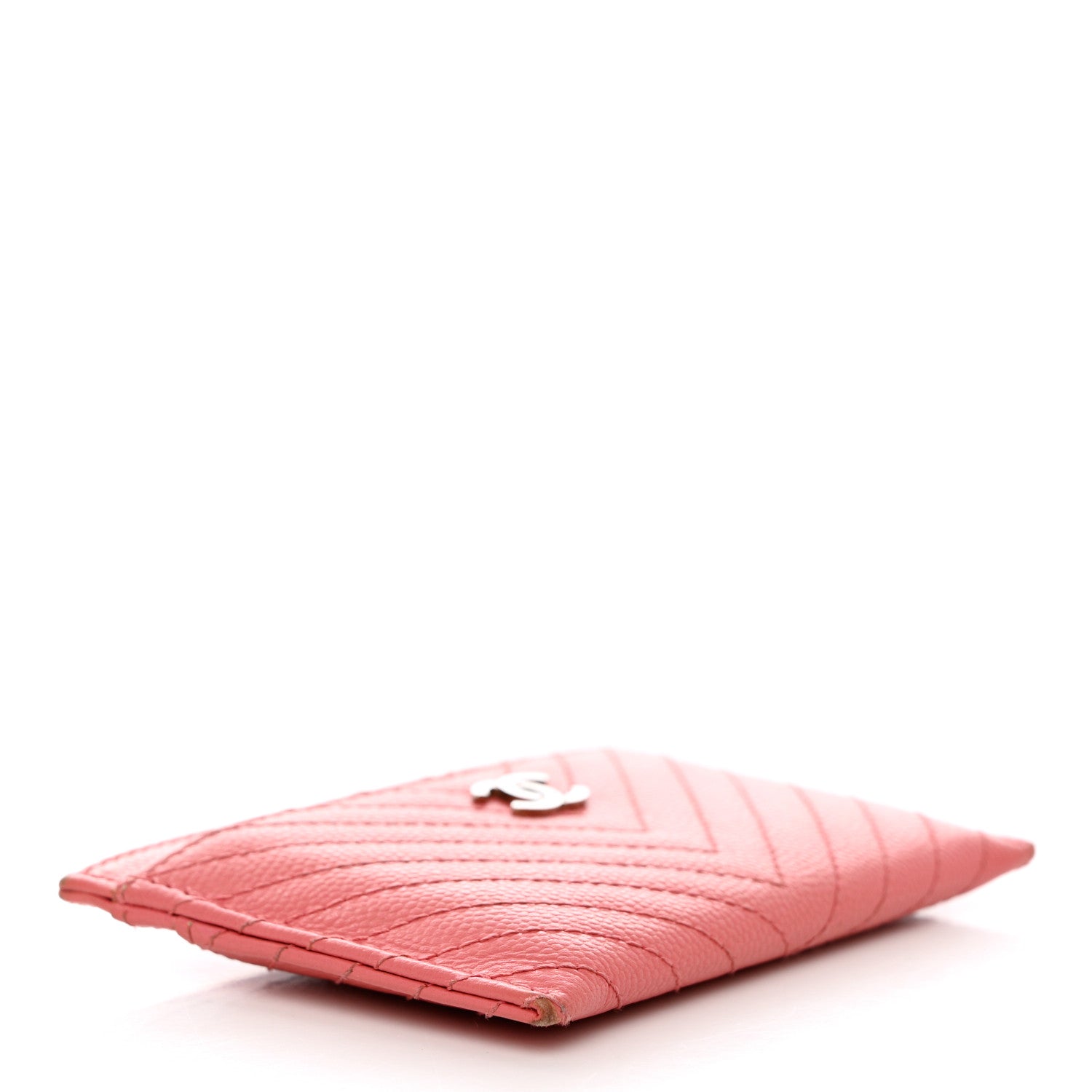 Chanel Caviar Chevron Quilted Card Holder Pink 4 of 14