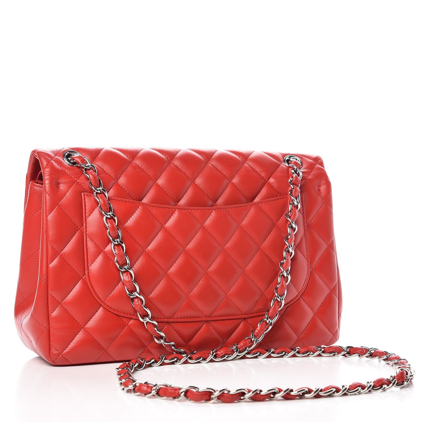 Lambskin Quilted Jumbo Double Flap Red