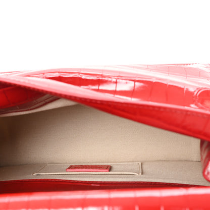 Jacquemus Calfskin Crocodile Embossed La Pochette Rond Carre Red 5 of 7
