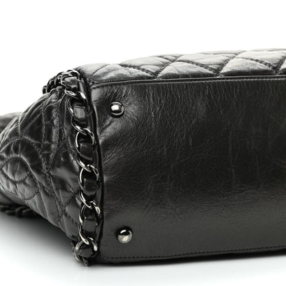 Chanel Metallic Calfskin Quilted Large Chain Me Hobo Dark Grey 8 of 9