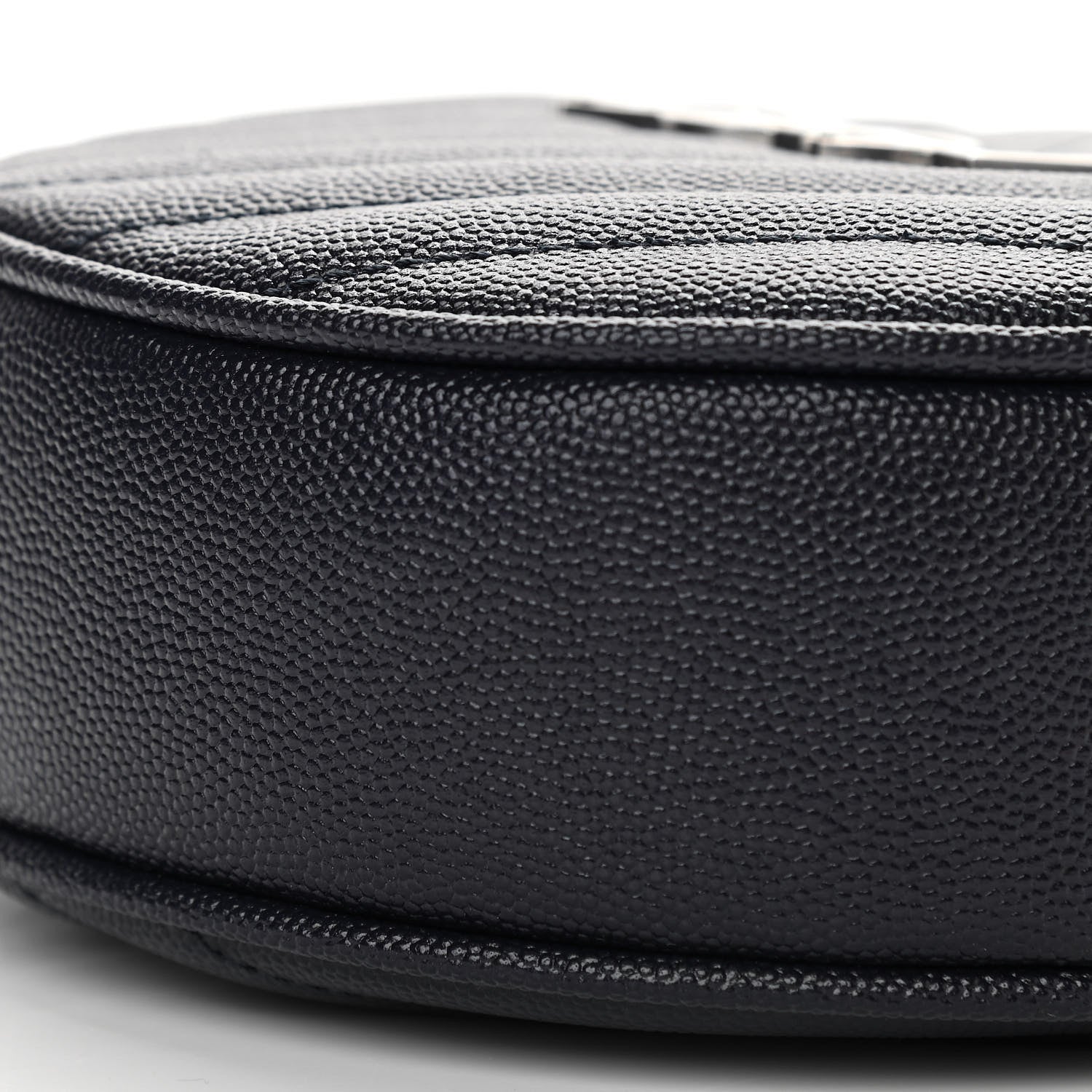 Saint Laurent Grain De Poudre Matelasse Chevron Quilted Round Vinyle Camera Bag Deep Marine 9 of 11