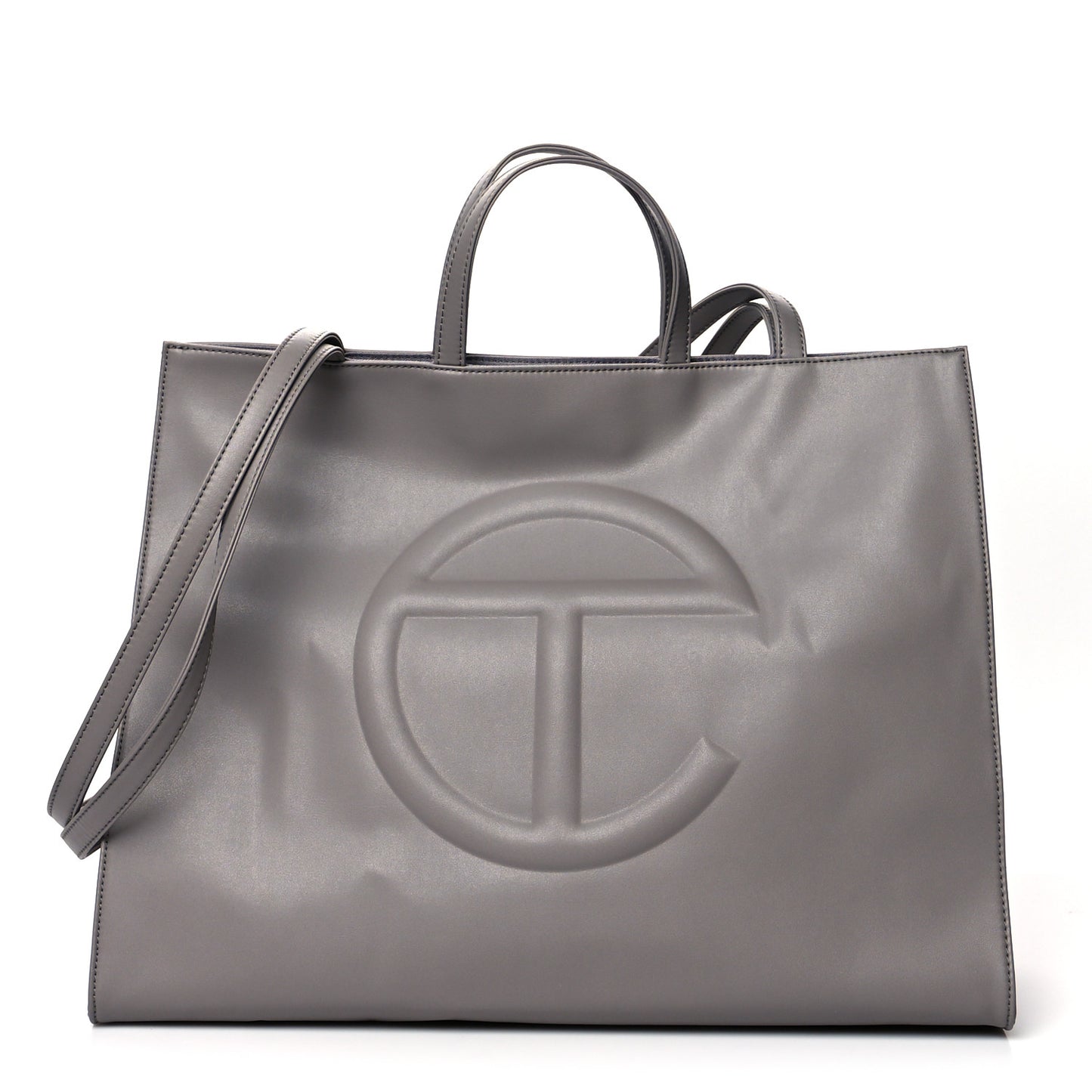 Vegan Leather Large Shopping Bag Grey