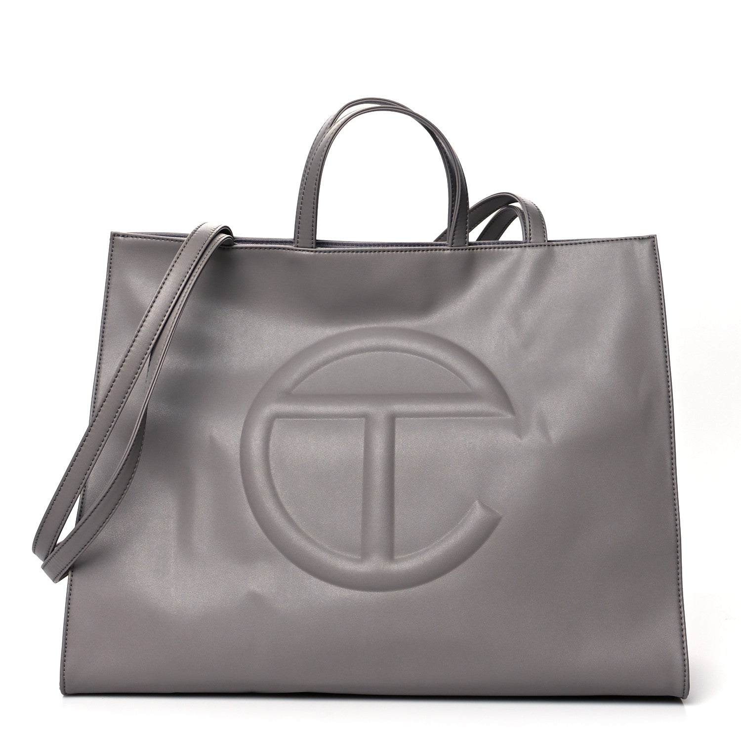 Telfar Vegan Leather Large Shopping Bag Grey 1 of 10