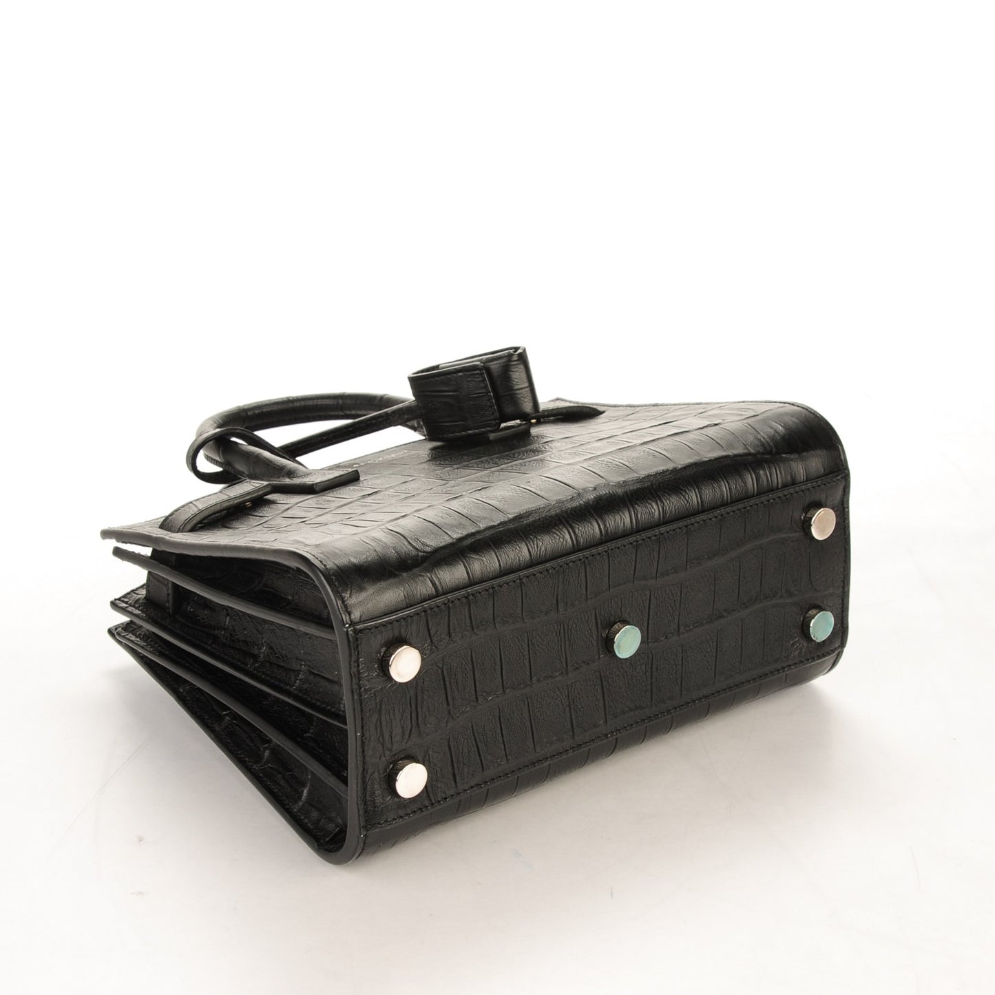 Calfskin Crocodile Embossed Nano Sac De Jour Black