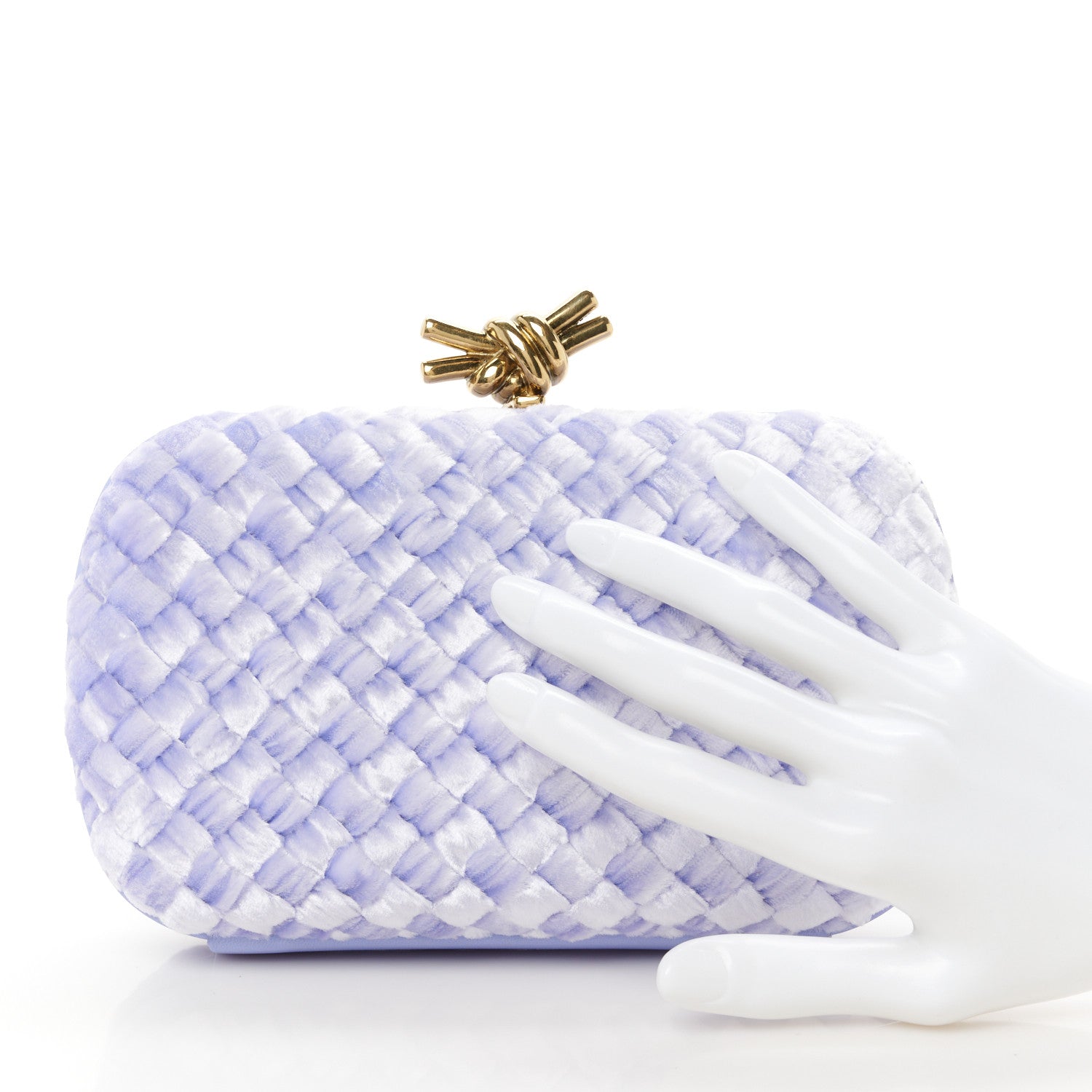 Bottega Veneta Velvet Intreccio Knot Clutch Amethyst 2 of 7