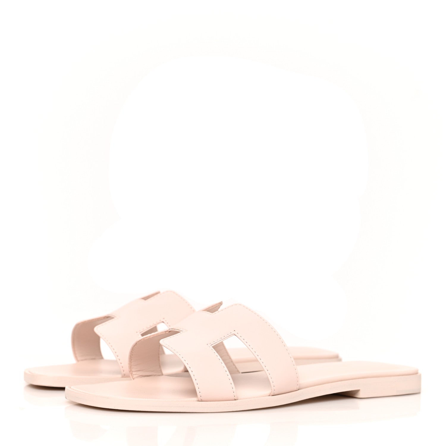 Hermes Box Calfskin Oran Sandals 37.5 Rose Pale 3 of 7