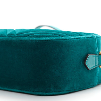 Gucci Velvet Matelasse Small GG Marmont Chain Shoulder Bag Pavone Cyan 10 of 10