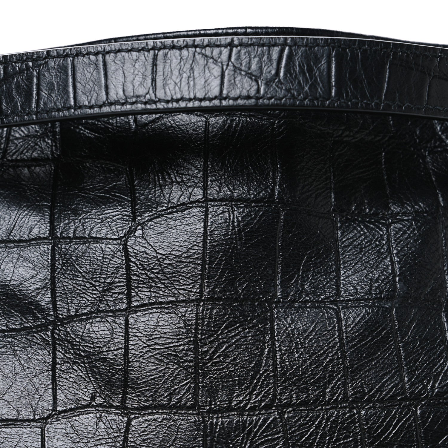 Saint Laurent Calfskin Crocodile Embossed Monogram Medium Niki Shopping Bag Black 8 of 12