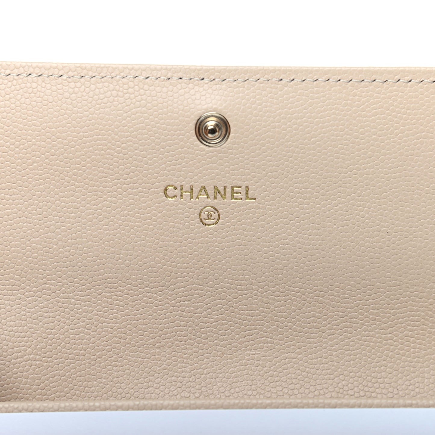 Caviar Pearl Quilted Coco Candy Wallet Beige