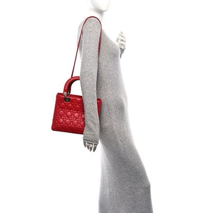 Christian Dior Lambskin Cannage Medium Lady Dior Red 2 of 10