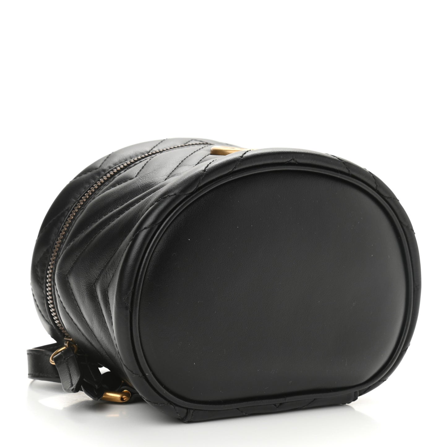 Calfskin Matelasse Mini GG Marmont Round Backpack Black