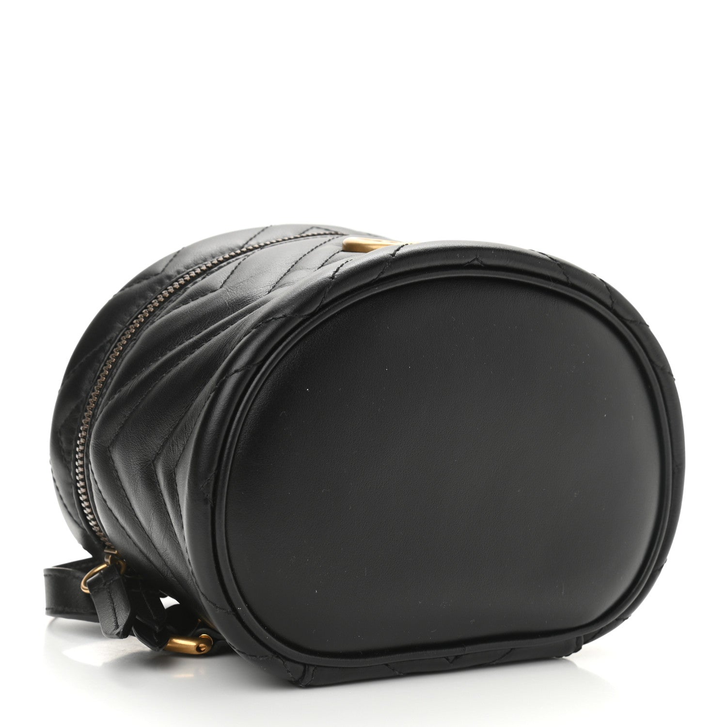 Gucci Calfskin Matelasse Mini GG Marmont Round Backpack Black 3 of 9