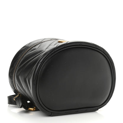 Gucci Calfskin Matelasse Mini GG Marmont Round Backpack Black 3 of 9