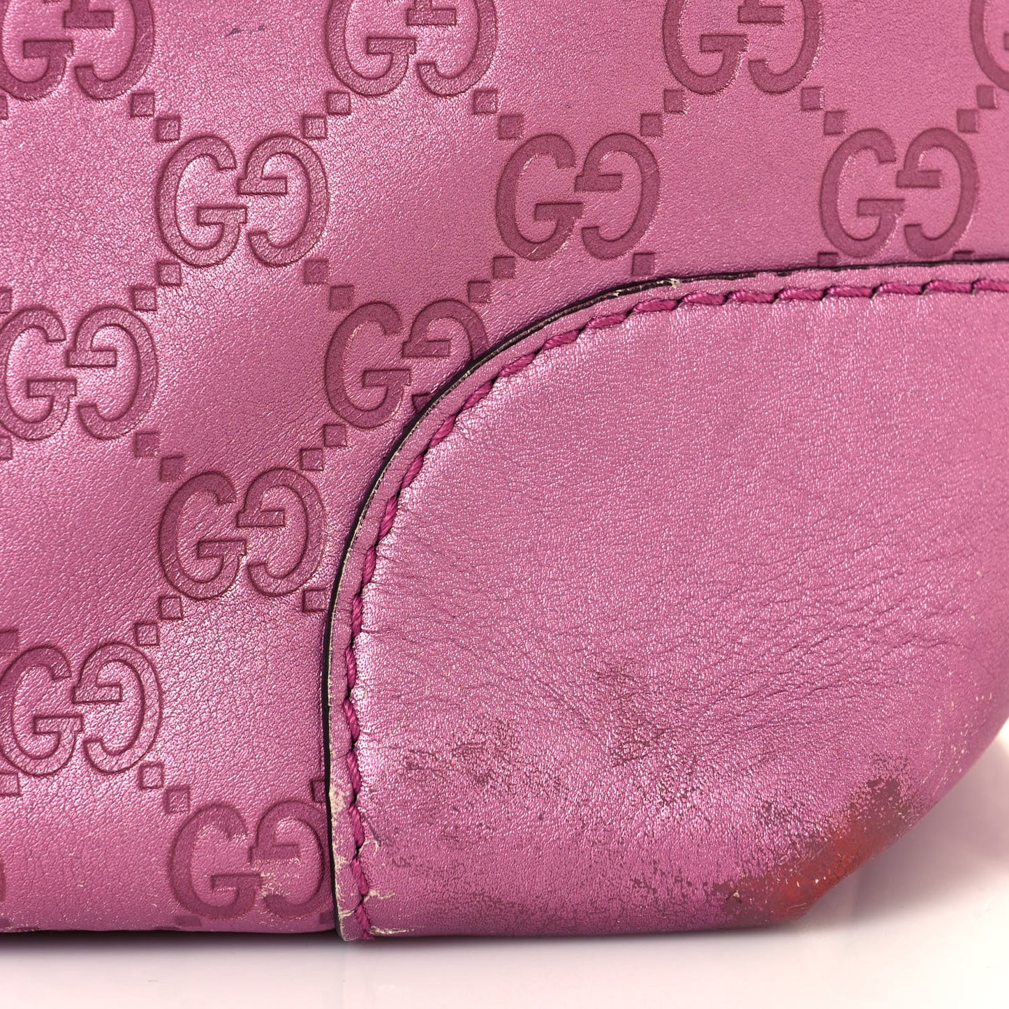 Metallic Soft Guccissima Large Heart Bit Charm Top Handle Tote Fresia Rose