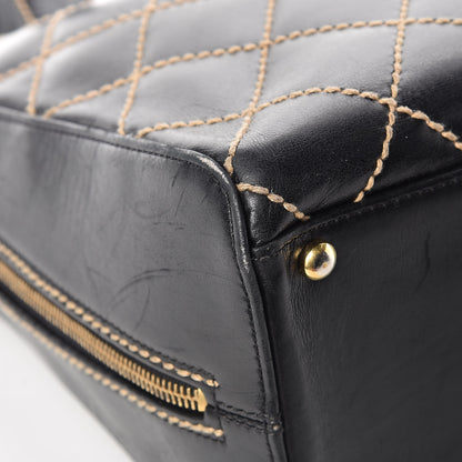 Chanel Calfskin Wild Stitch Top Handle Bag Black 15 of 21