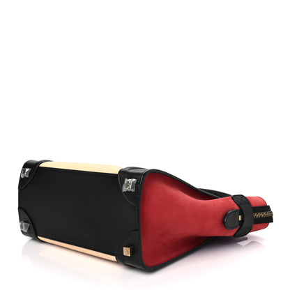 Celine Drummed Calfskin Nubuck Micro Tri-Color Luggage Ruby 6 of 6