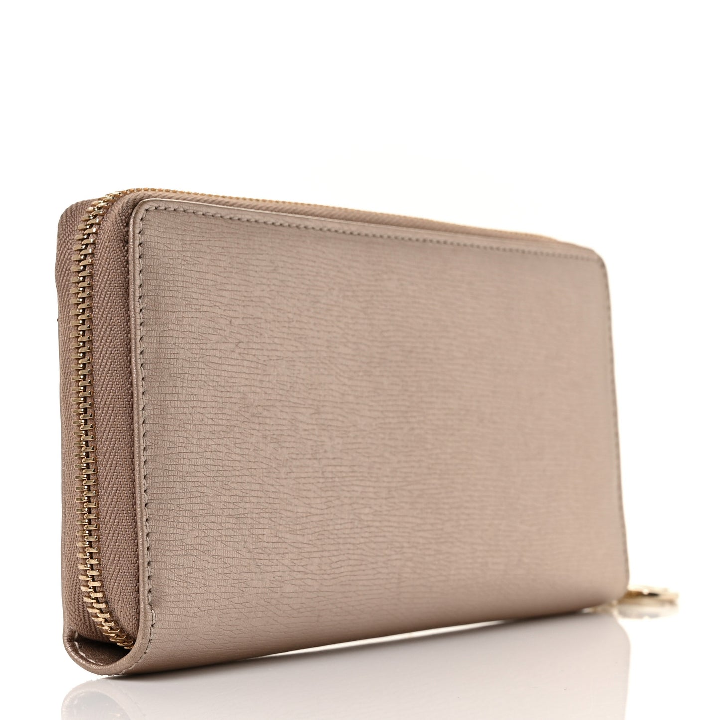 Metallic Shangai Calfskin Lovely Zip Around Wallet Dark Shell
