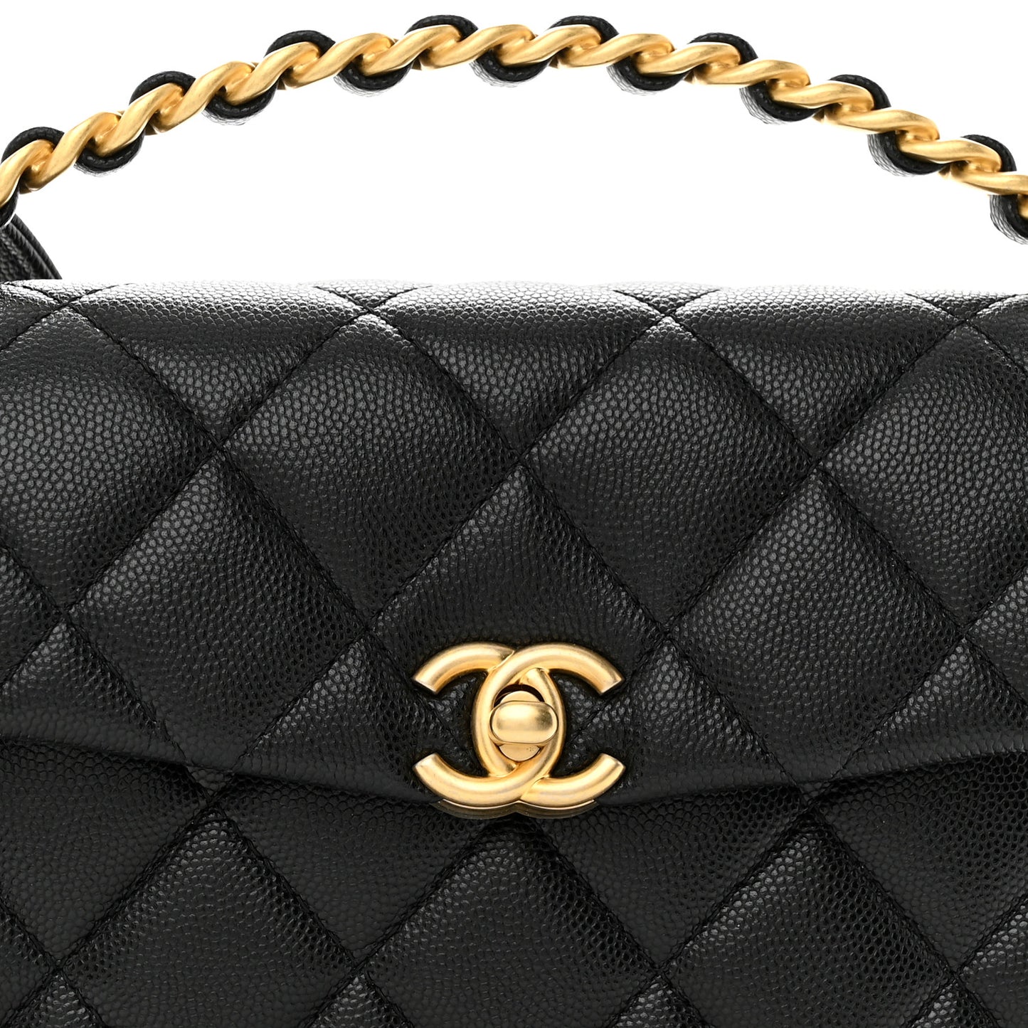 Caviar Quilted 31 Rue Cambon Mini Top Handle Flap Black