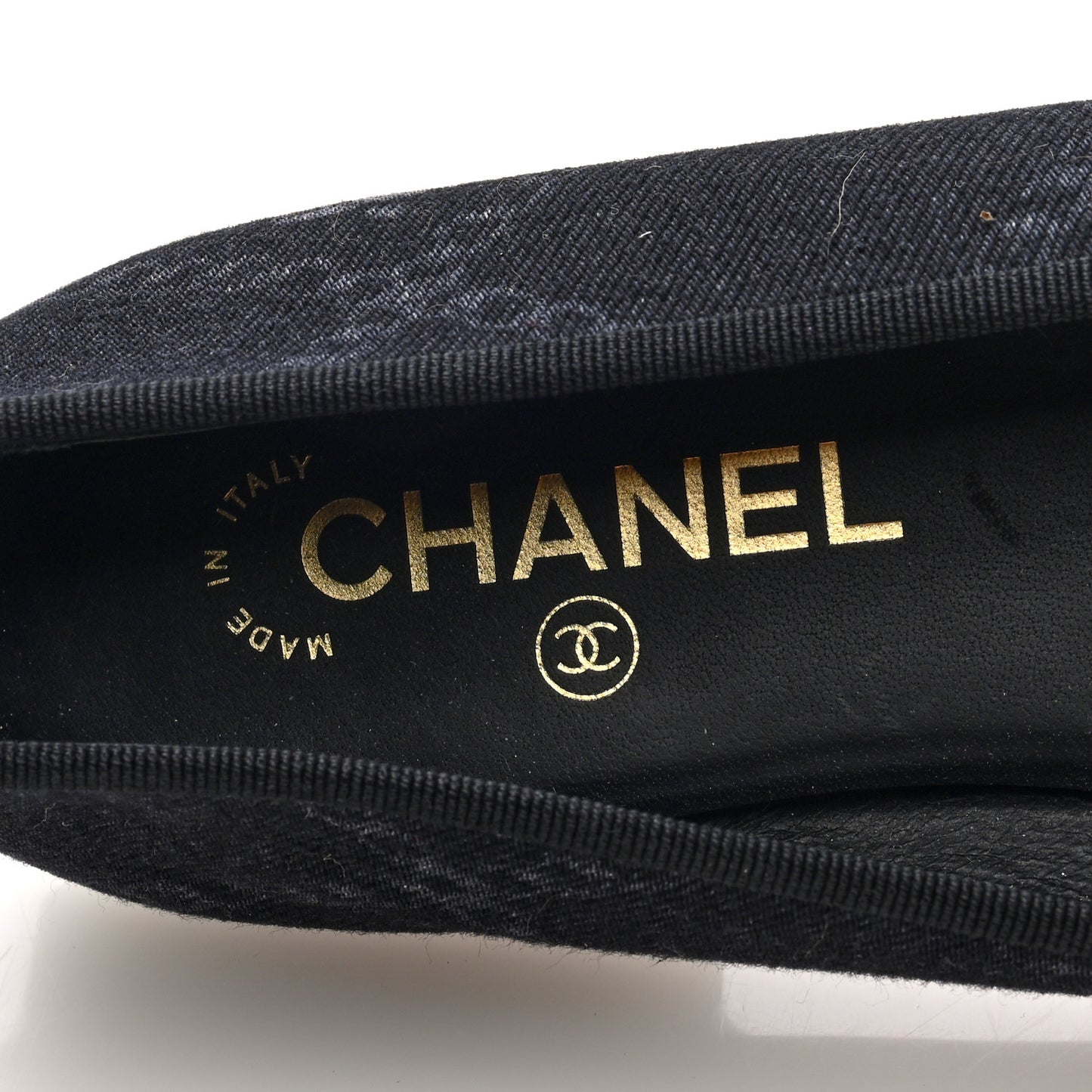 Denim Printed Cap Toe Ballerina Flats 40 Black White