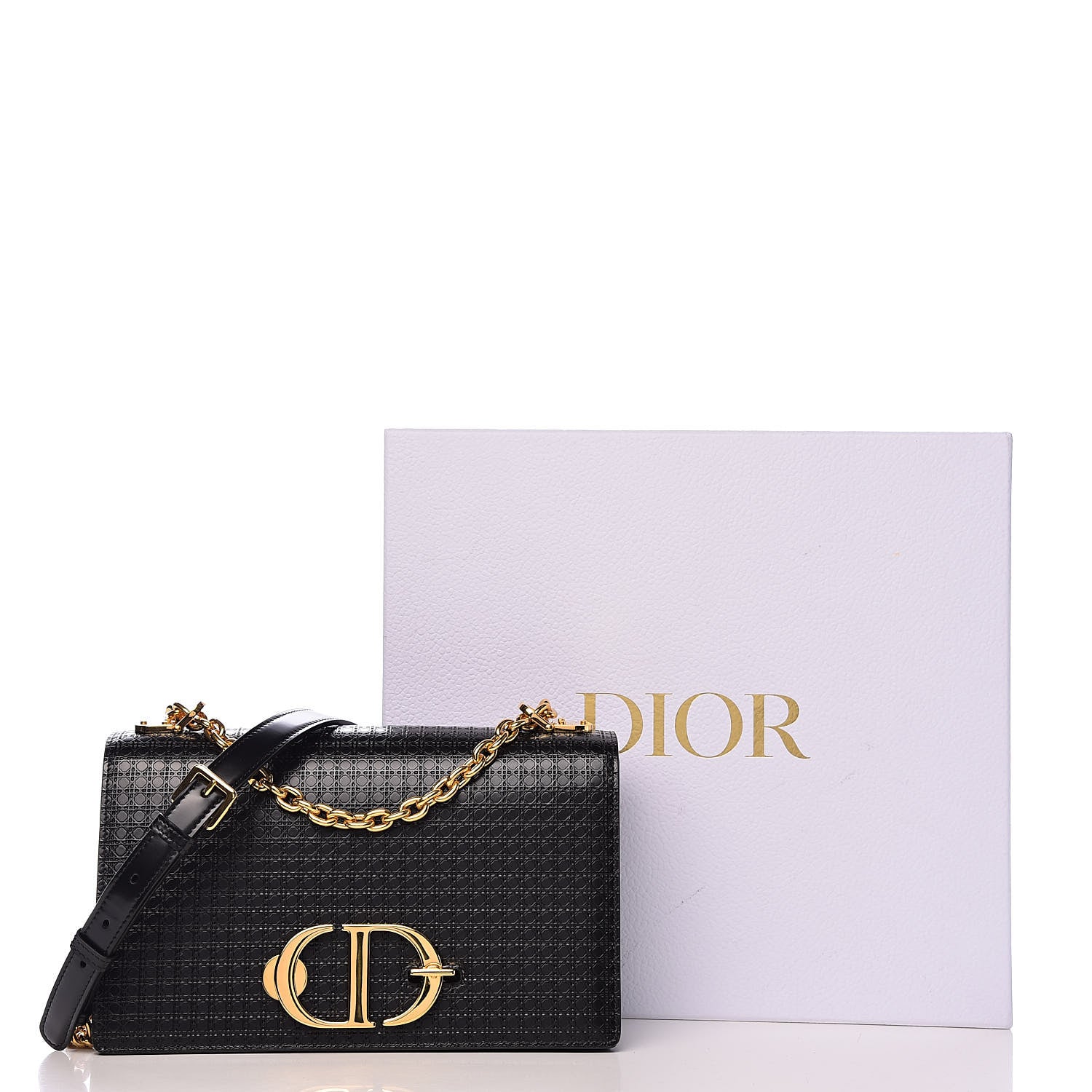 Christian Dior Patent Micro-Cannage 30 Montaigne Chain Flap Bag Black 12 of 12