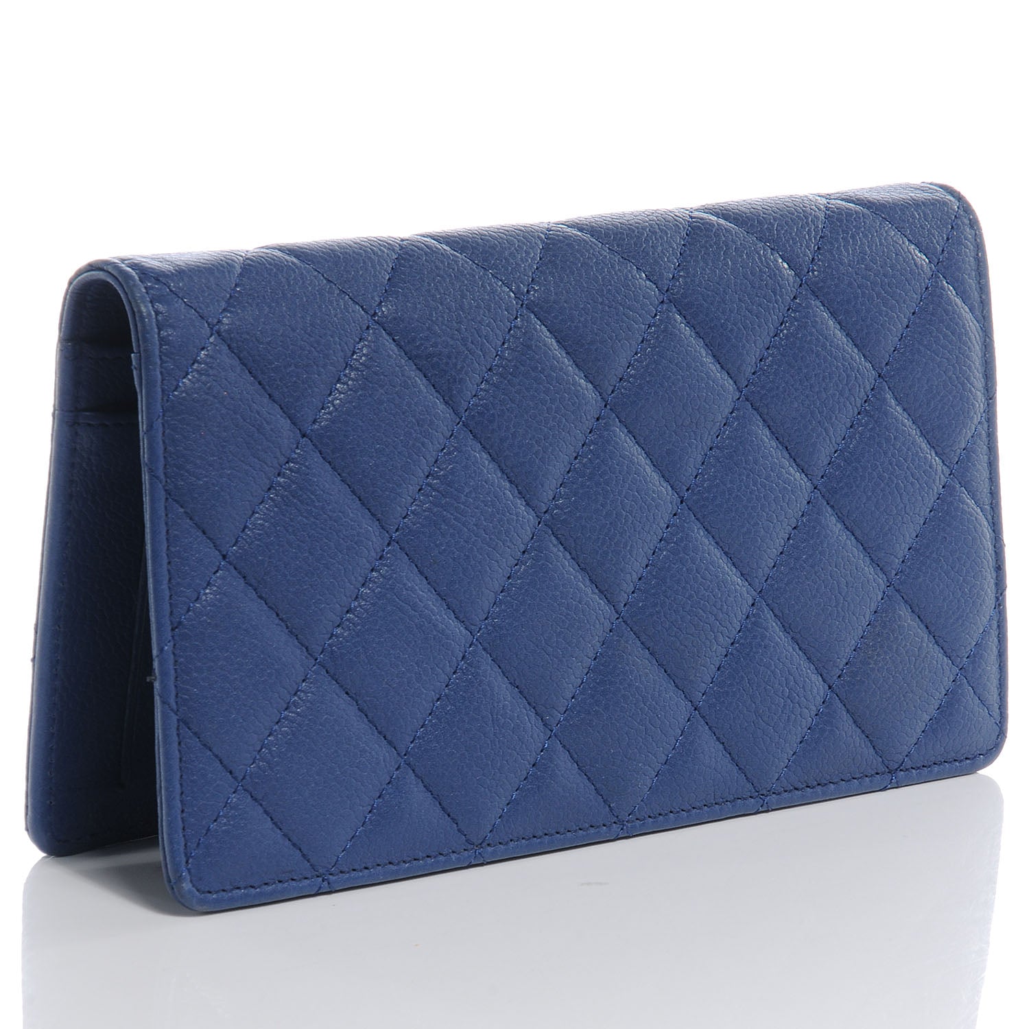 Chanel Washed Caviar Quilted Yen Wallet Blue Roi 3 of 8