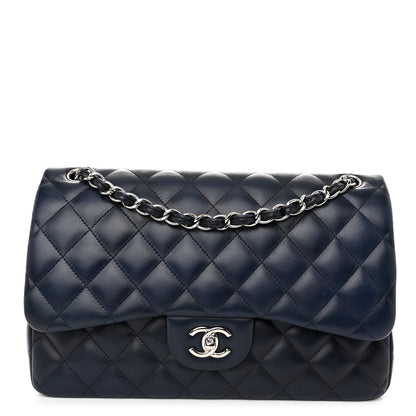 Chanel Lambskin Quilted Jumbo Double Flap Navy Blue 1 of 12