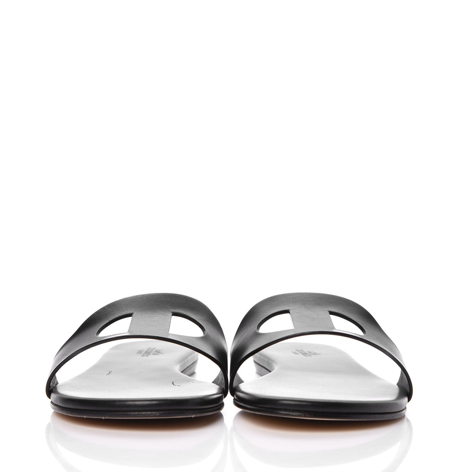 Hermes Calfskin Raw Edge Lisboa Sandals 37 Black 2 of 9