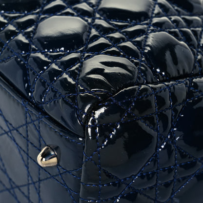 Christian Dior Patent Cannage Large Dior Soft Shopping Tote Navy Blue 12 of 13