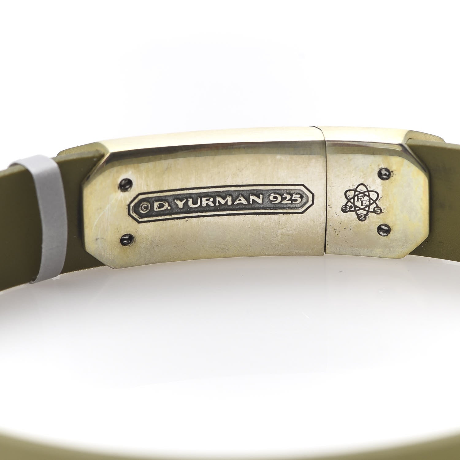 David Yurman Sterling Silver Rubber Meteorite ID Bracelet Green 4 of 6