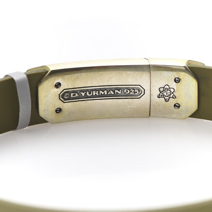 David Yurman Sterling Silver Rubber Meteorite ID Bracelet Green 4 of 6