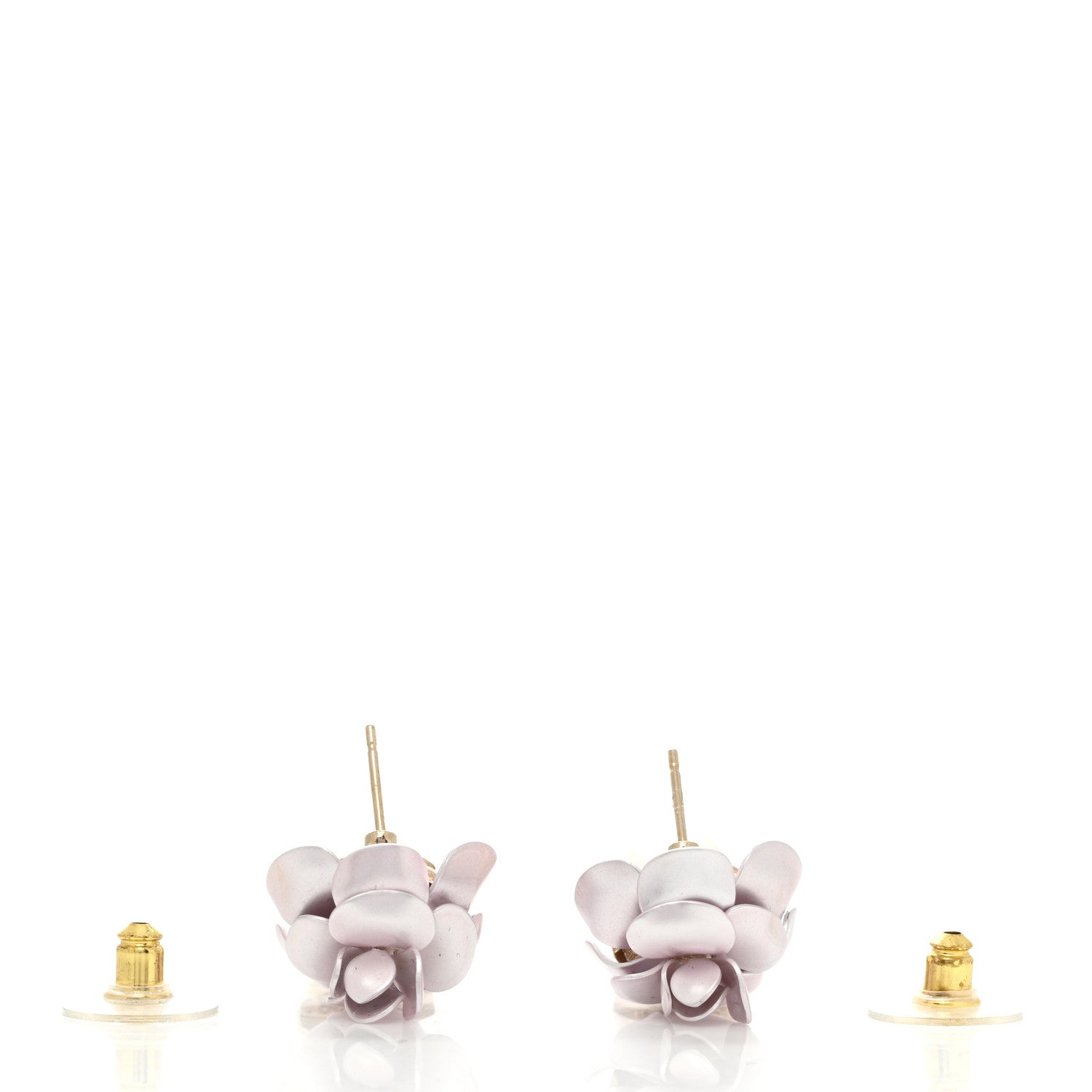 Chanel Metal Crystal Pearl 90s Camellia CC Drop Earrings Gold 3 of 4