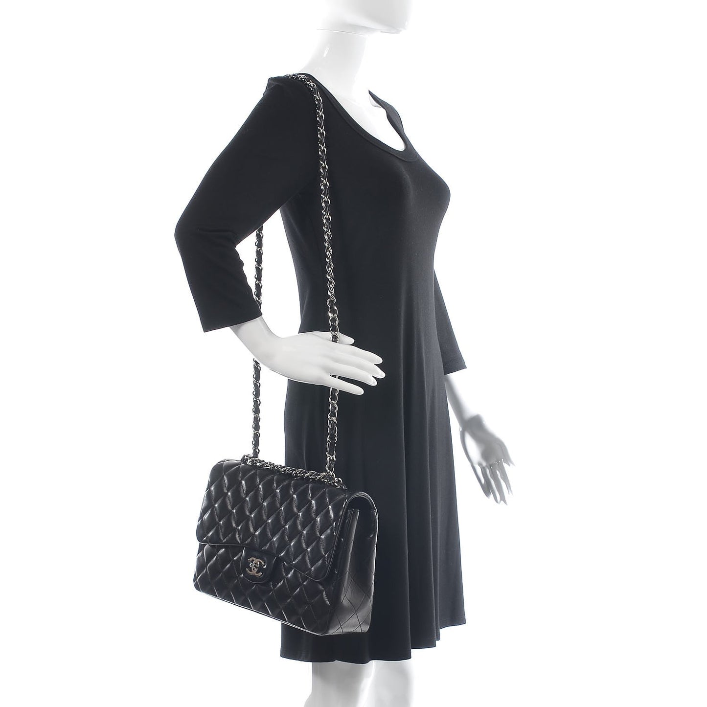 Lambskin Quilted Jumbo Single Flap Black