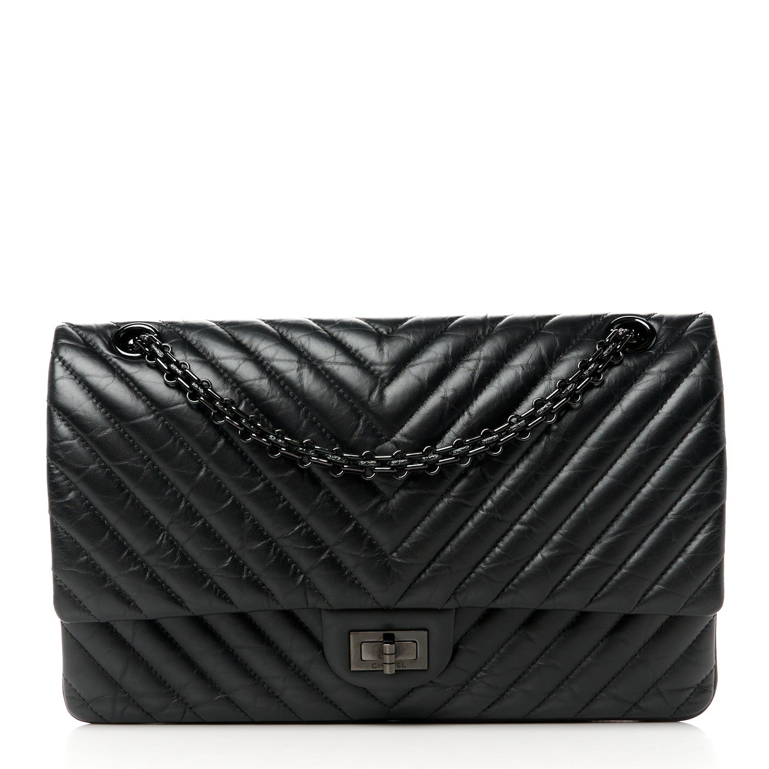 Chanel Aged Calfskin Chevron Quilted 2.55 Reissue 226 So Black 1 of 9