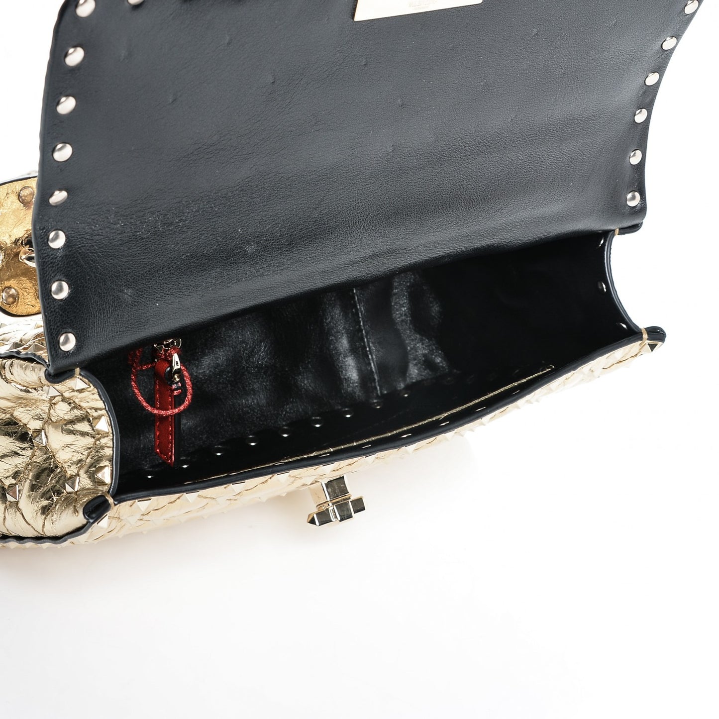 Metallic Wrinkled Lambskin Medium Rockstud Spike Shoulder Bag Mekong