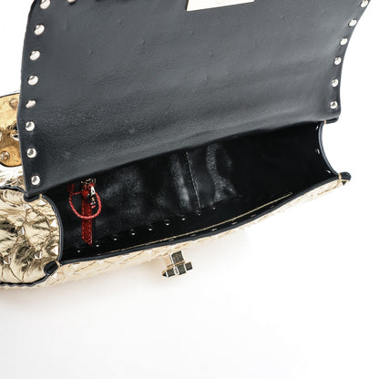 Valentino Garavani Metallic Wrinkled Lambskin Medium Rockstud Spike Shoulder Bag Mekong 5 of 6