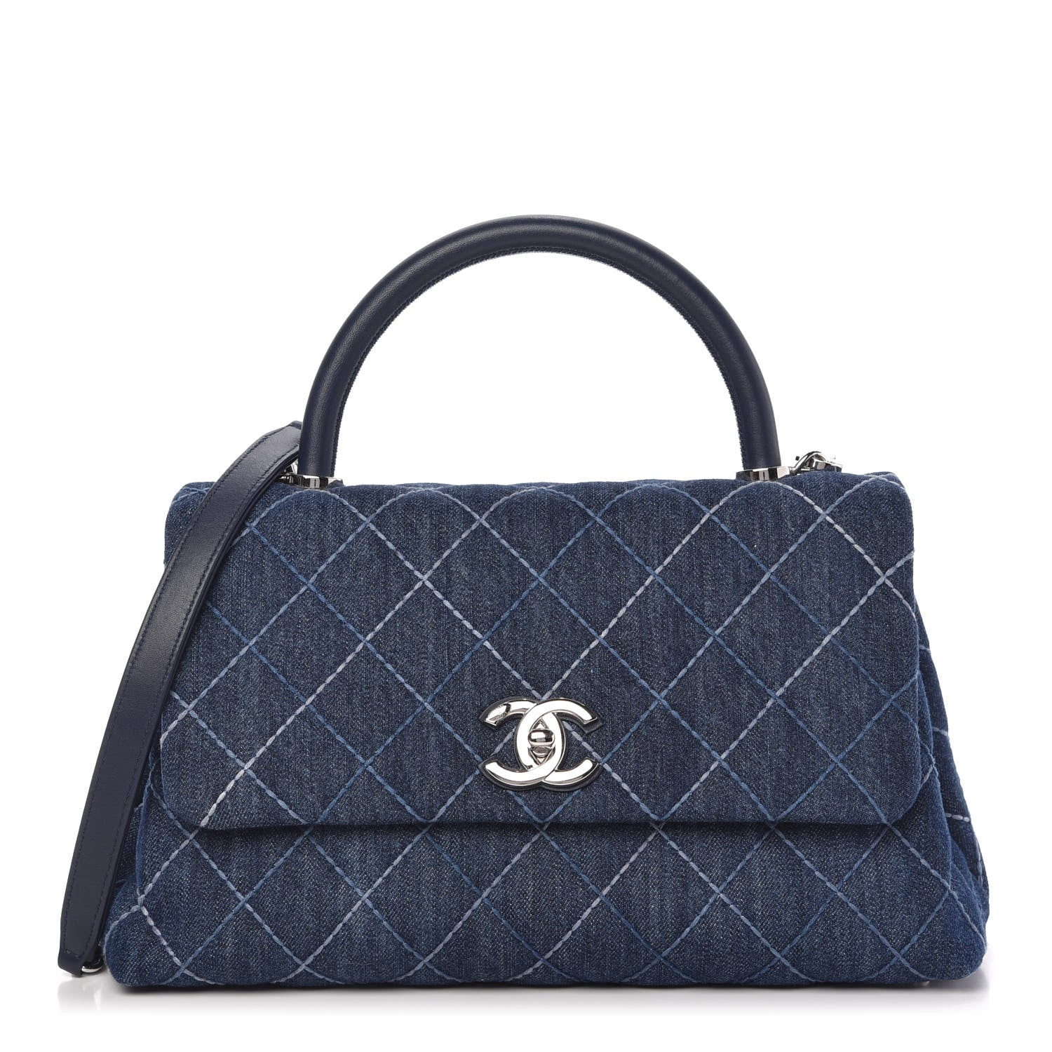 Chanel Denim Quilted Small Coco Handle Flap Blue 1 of 10