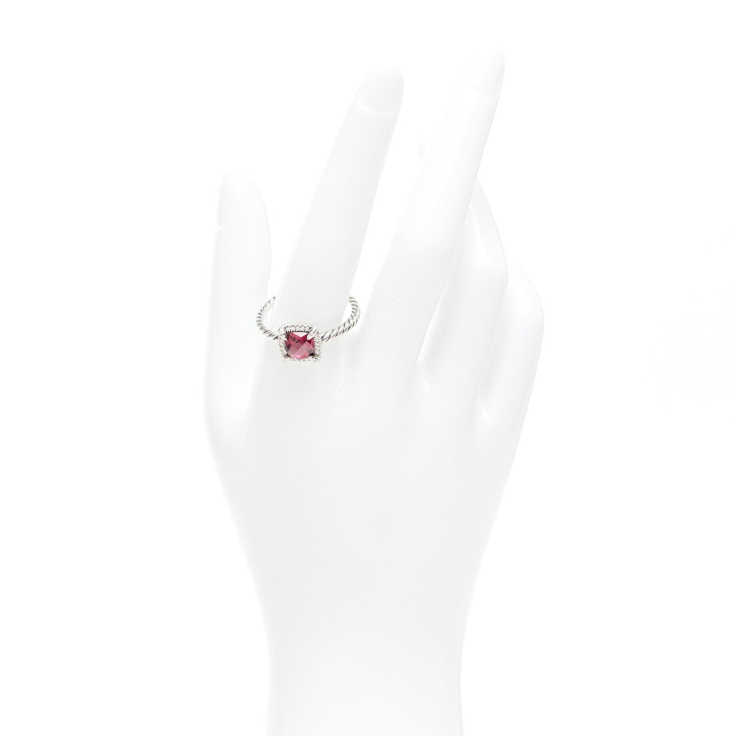 David Yurman Sterling Silver Diamond Garnet 7mm Petite Chatelaine Pave Bezel Ring 62 10 2 of 4