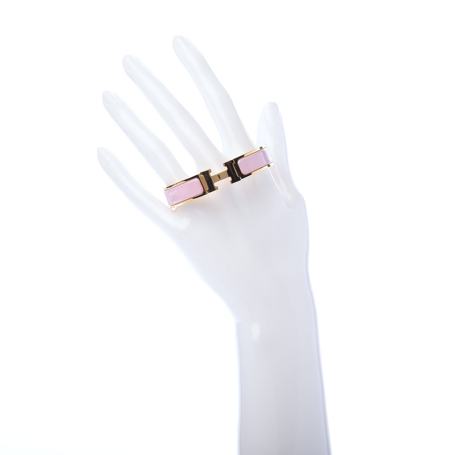 Hermes Enamel Narrow Clic Clac H Bracelet PM Rose Dragee 2 of 4
