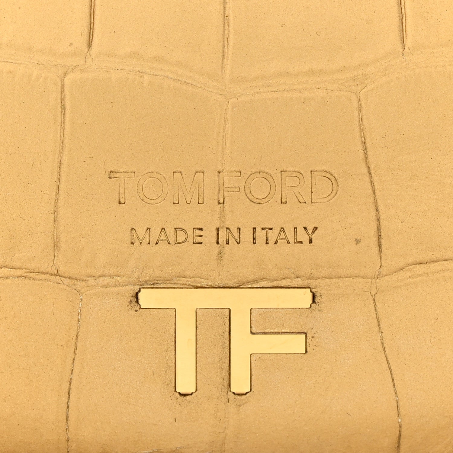 Tom Ford Metallic Calfskin Crocodile Embossed Mini Bianca Hobo Gold 9 of 15