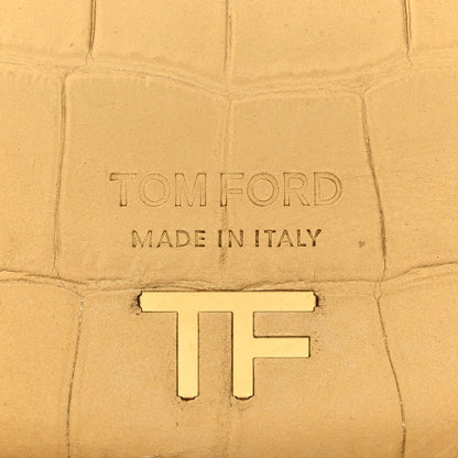 Tom Ford Metallic Calfskin Crocodile Embossed Mini Bianca Hobo Gold 9 of 15