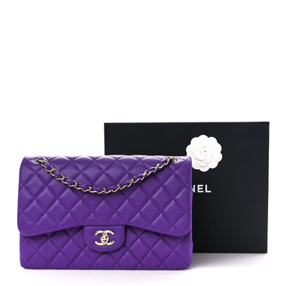 Chanel Caviar Quilted Jumbo Double Flap Purple 12 of 12