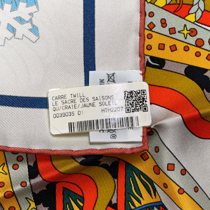 Hermes Silk Le Sacre Des Saisons Scarf 90 Craie Jaune Soleil 5 of 5
