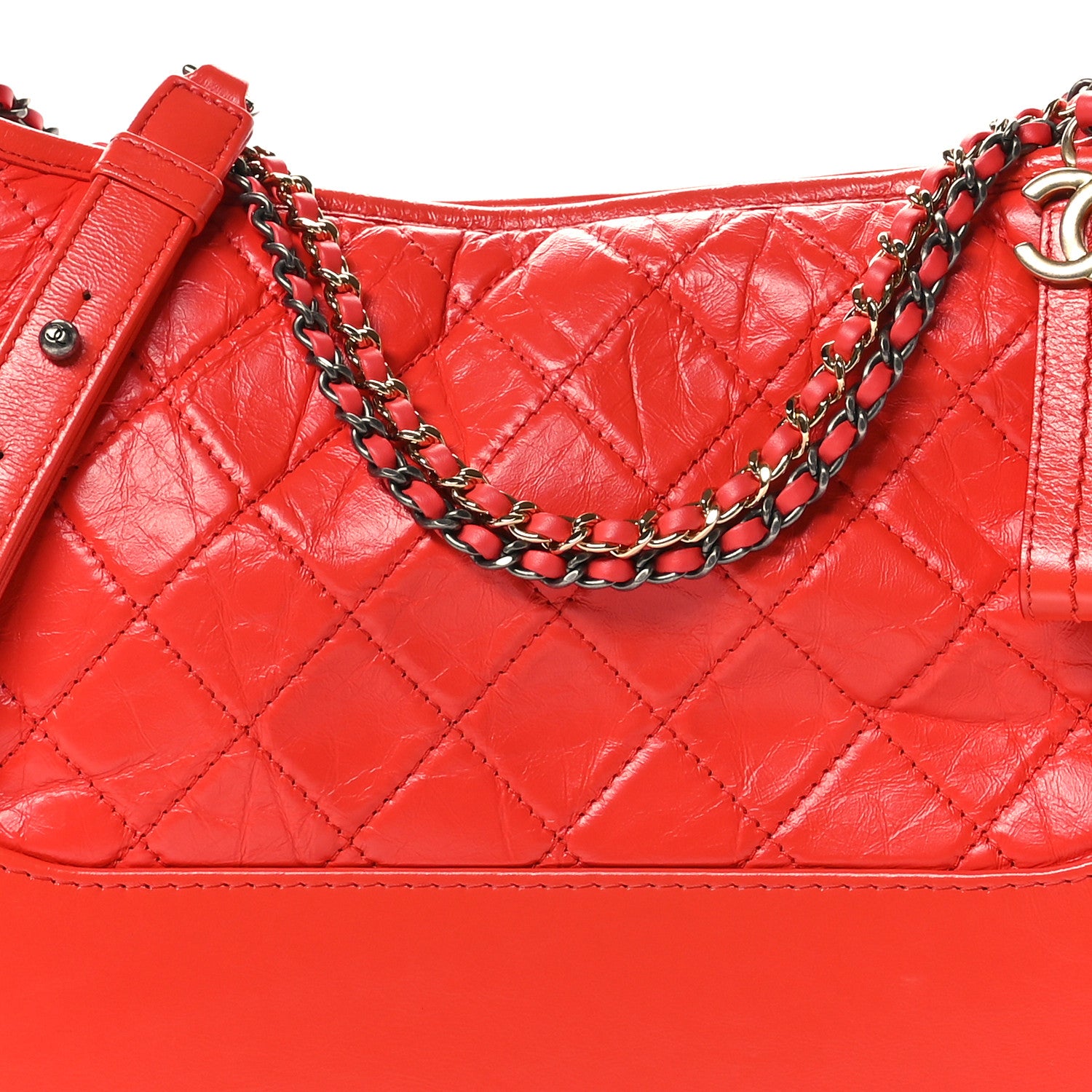 Chanel Aged Calfskin Quilted Medium Gabrielle Hobo Red 8 of 10