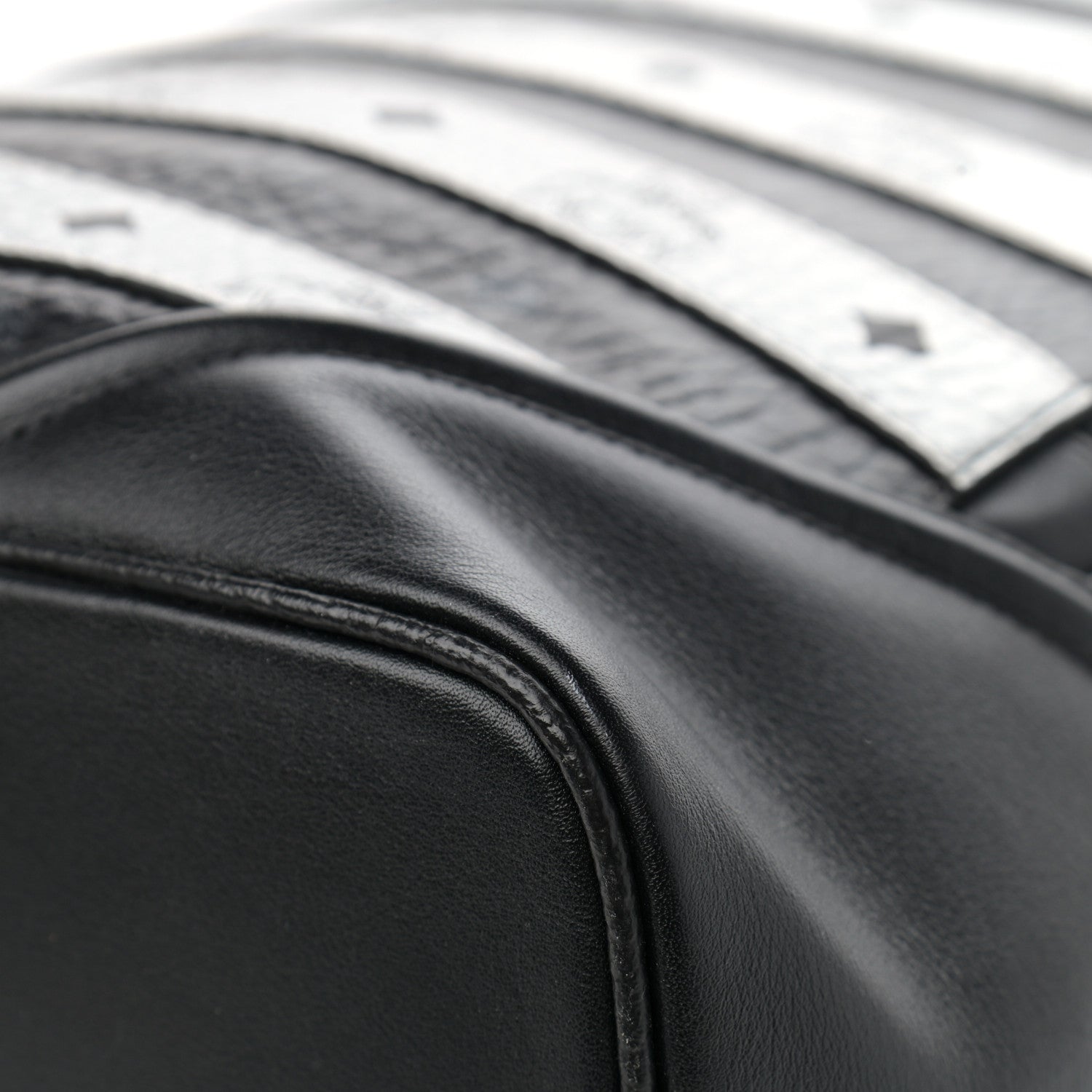 MCM Metallic Visetos Striped Medium Duke Backpack Silver Black 6 of 14